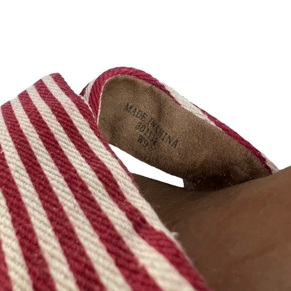 TOMS Sienna Cork Wedge Sandal W9 Open Toe
Criss Cross Cherry Red White Stripe - Picture 10 of 11